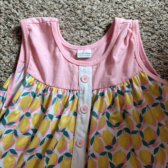 Girls 7-8 Mini Boho pink with lemons tunic set - Picture 7 of 8